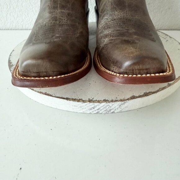 Rod Patrick Mens Cowboy Boots 15AAA Brown Bison Western Leather Sole Blunt Toe - Picture 7 of 13